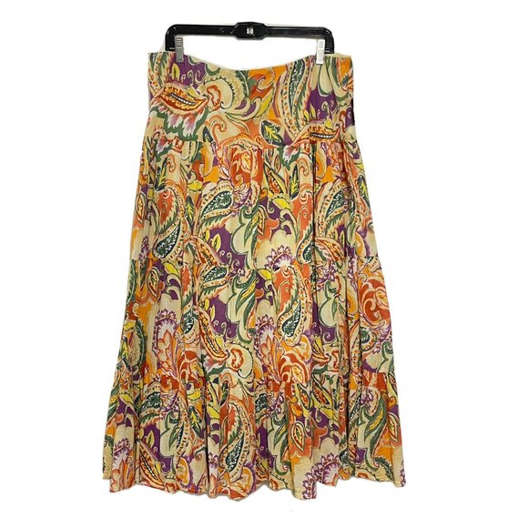 Chaps Dresses & Skirts - Chaps Colorful Floral Lined Tiered Peasant Maxi Elastic Waist Skirt Sz XL